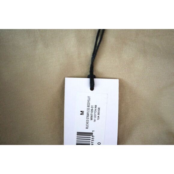 WeWoreWhat WWT109-01 Women's Sz Medium Beige Ruched Strapless Bodysuit - Picture 4 of 8